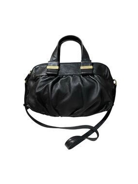 See by Chloe Black Leather Pleated Top Handle Bowler Boston 2way Satchel Auth